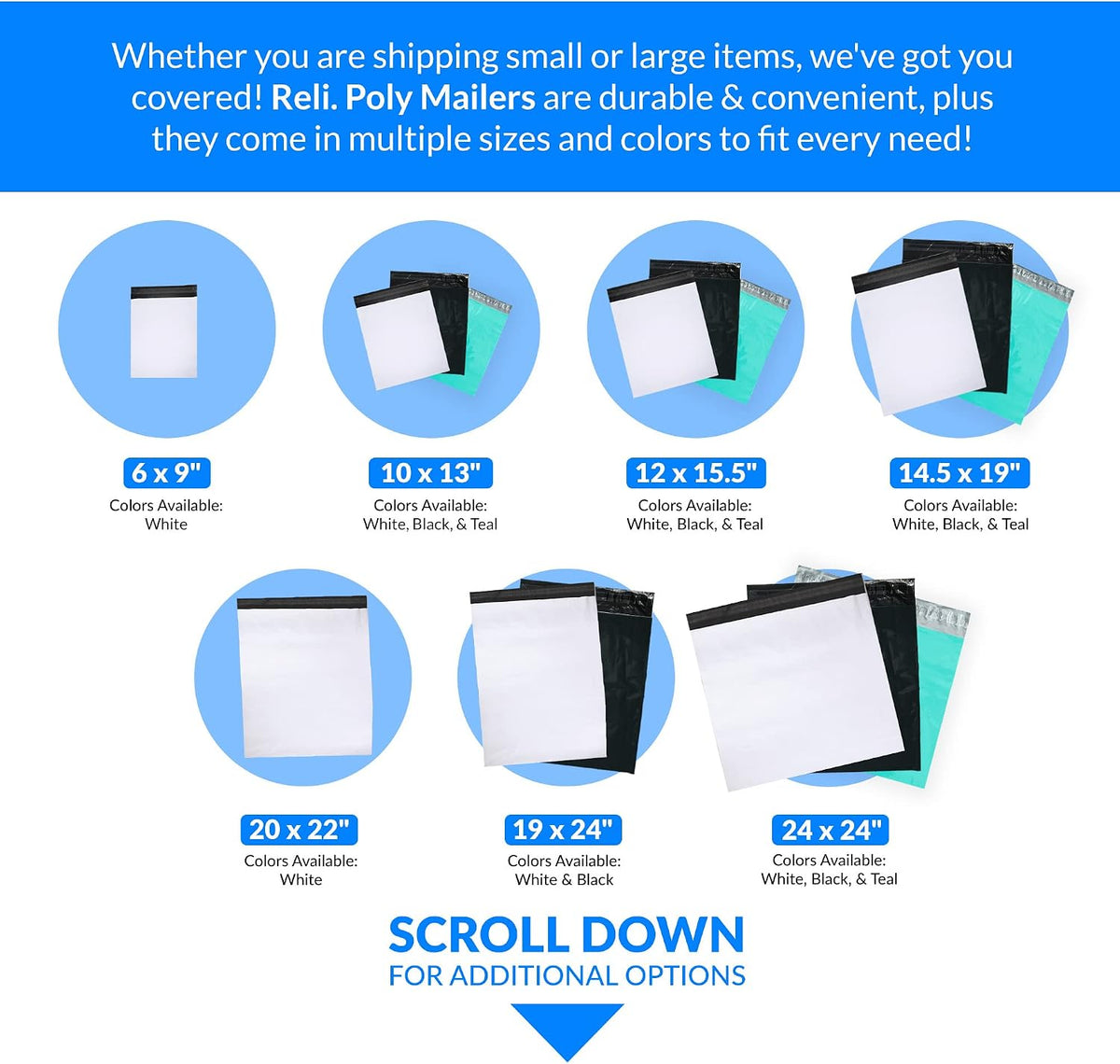 Poly Mailers Black 14.5x19" | 220 Count Self-Sealing Envelopes