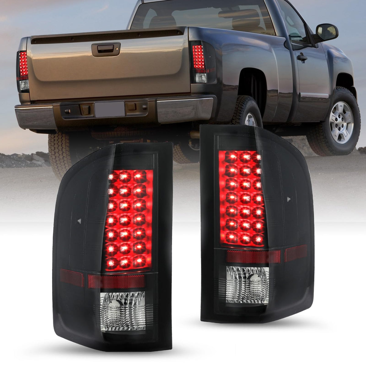 Headlight & LED Taillights Assembly for 07-13 Chevy Silverado 1500