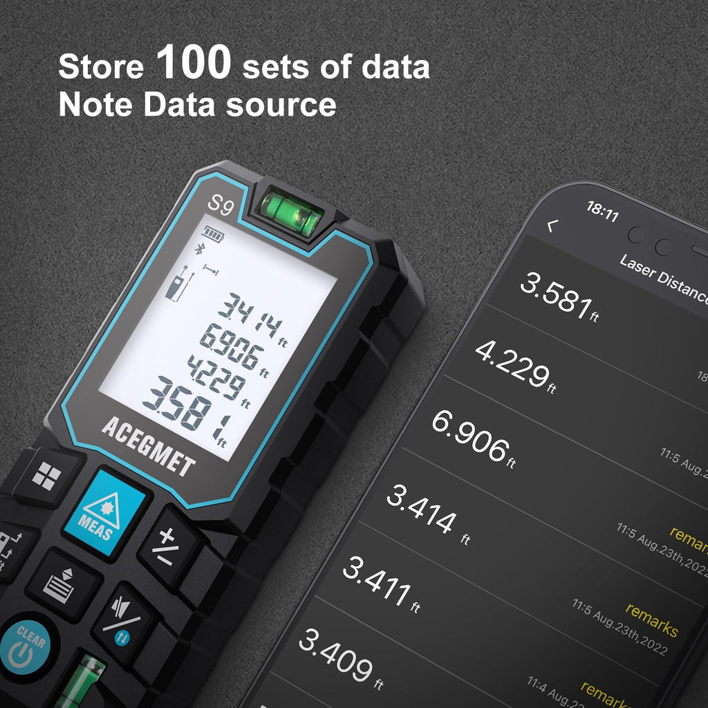 Laser Measure with Phone App, 229ft/70m Laser Measurement Tool with 2 Bubble Levels, LCD Backlit Display, IP54