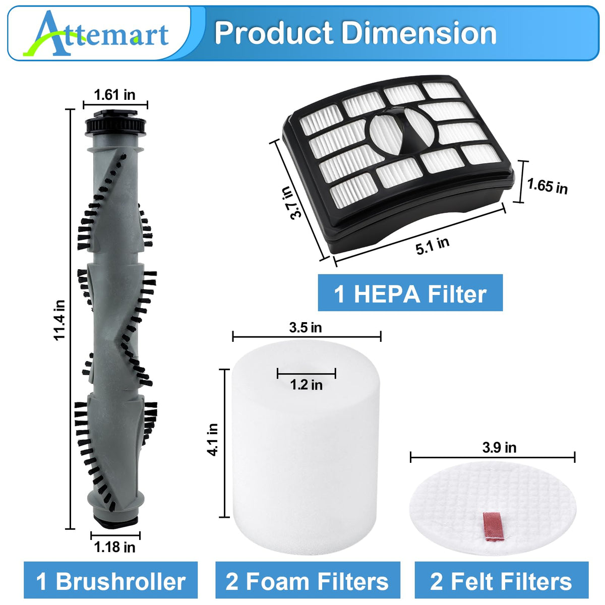 Attemart NV500 Brush Roller Belts Filter Replacement Kit for Shark Rotator