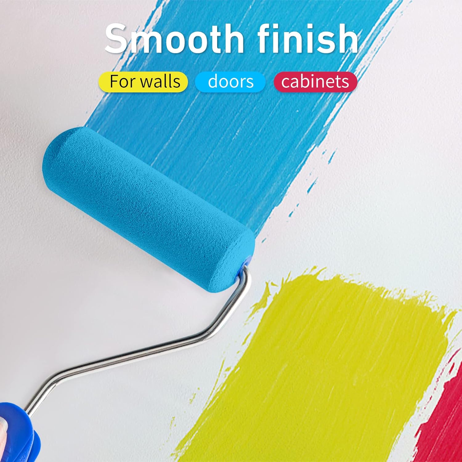 4 Inch Foam Paint Roller Kit, 8 Pack - Mini Roller Set with 4” Small Roller Covers, Frame, Tray & Liner for Smooth