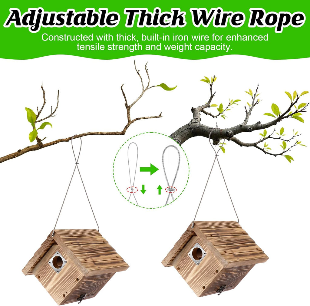 1 Pack Wren House with Metal Guard, 1-1/8'' Entrance Hole Hanging Wren Bird Houses for Outside for Nesting with Air