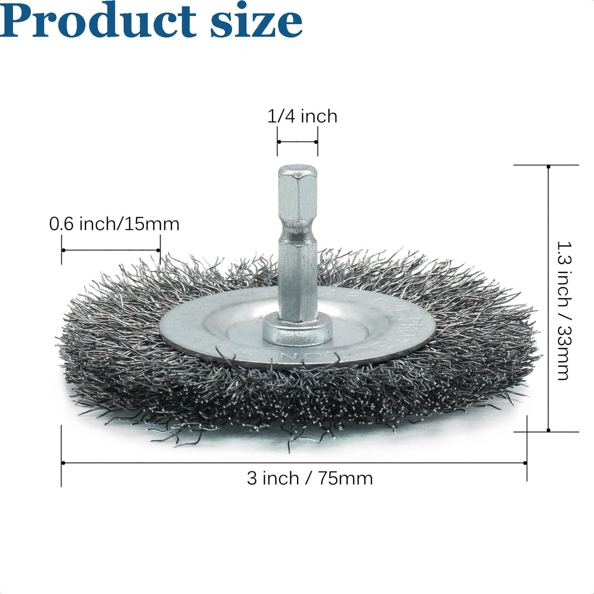 TEXNINC 5-Pack 3-Inch Wire Wheel Brush Set for Drill