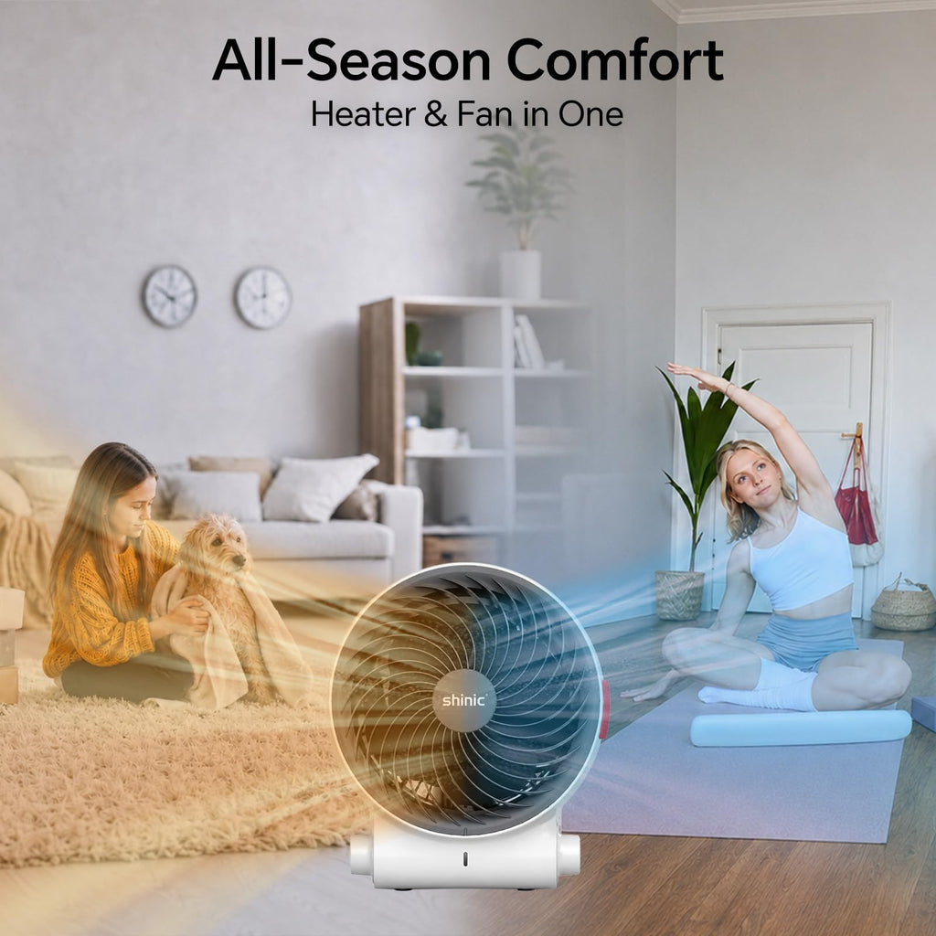 2-in-1 Heater and Fan Combo, 1500W Portable Space Heater, White