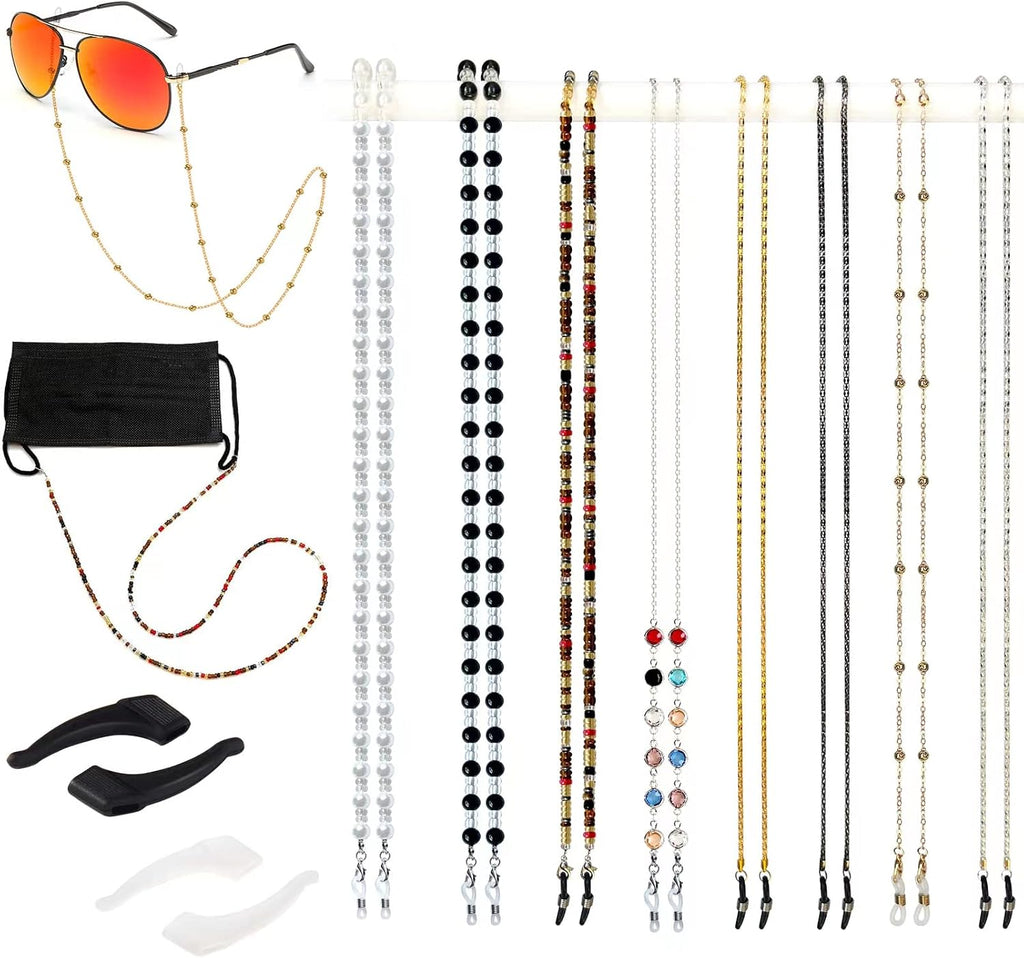 Eyeglass Chain,8 Pcs Beaded Eye Glasses Strap Holders around Neck For Women