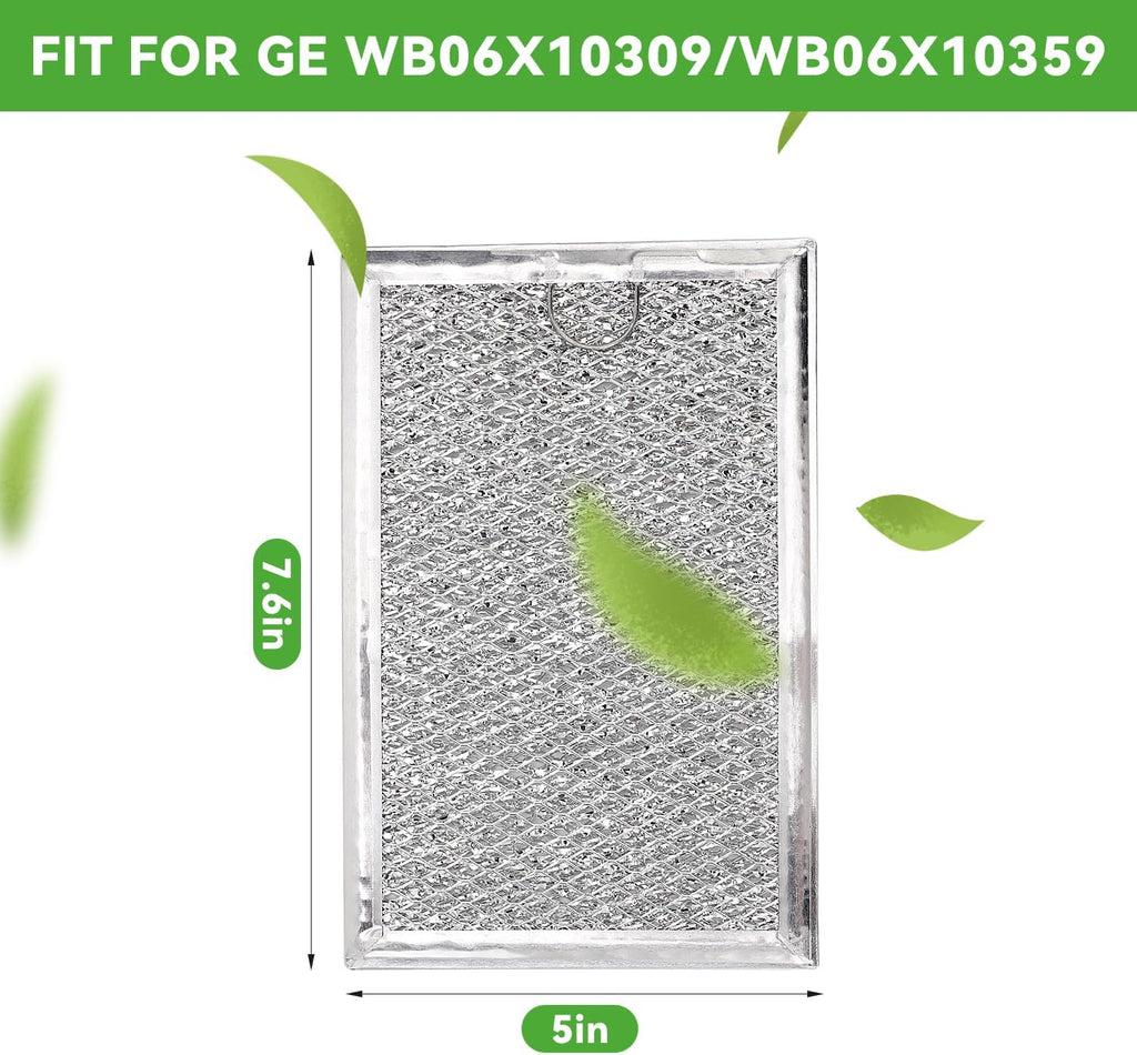 Microwave Grease Filter Replacement for WB02X35491 WB6X10359 Models, Aluminum Mesh Screen for GE, Whirlpool, Frigidaire Microwaves (7-5/8" x 5"), Microwave Vent Filter Replacement, Easy to Clean