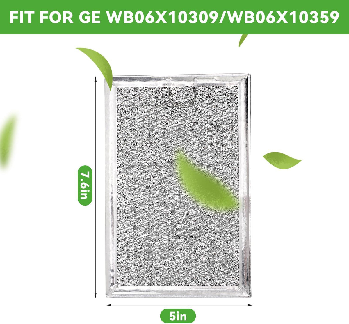 Microwave Grease Filter Replacement for WB02X35491 WB6X10359 Models, Aluminum Mesh Screen for GE, Whirlpool, Frigidaire Microwaves (7-5/8" x 5"), Microwave Vent Filter Replacement, Easy to Clean