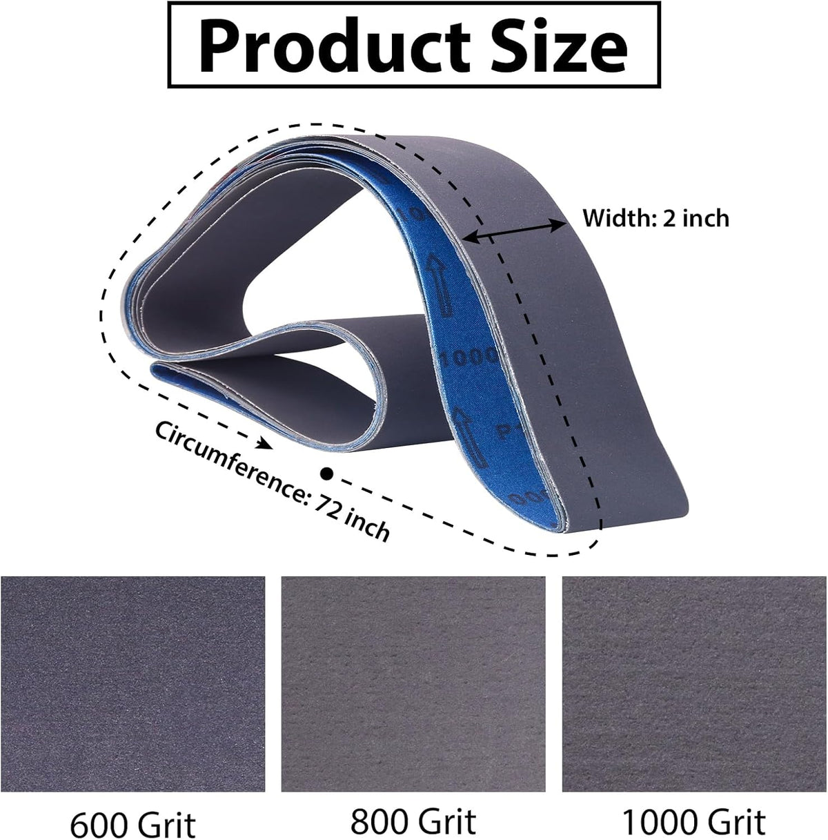 2 x 72 Silicon Carbide Knife Sharpening Sanding Belts, 6 Pack
