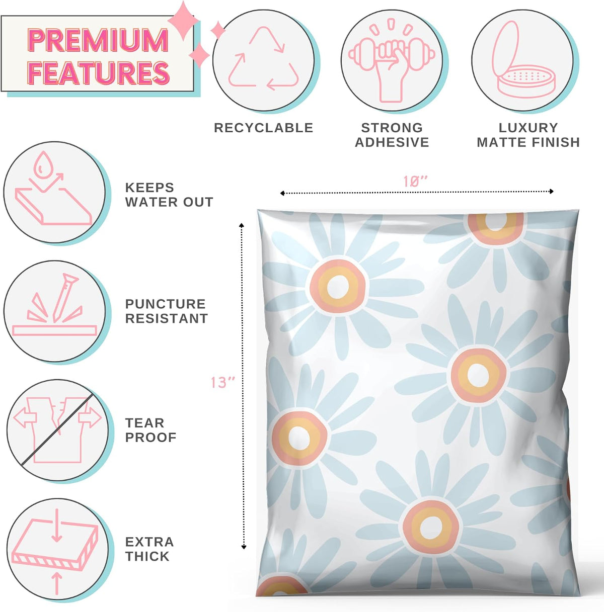 10x13 Poly Mailers Variety Pack Cute Shipping Bags Mailer