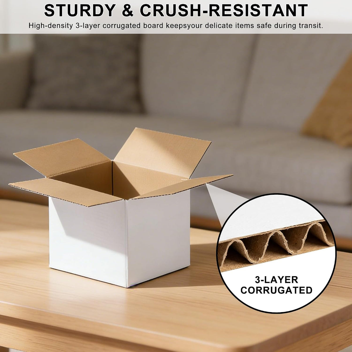 4x4x4" White Shipping Boxes, 25-Pack Small Corrugated Mailer Boxes for Small Business, 4x4x4 Inch Crush-Resistant