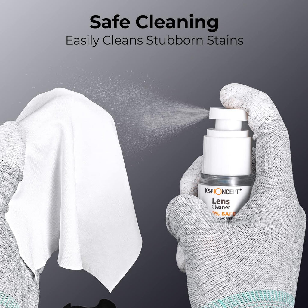 Camera Lens Cleaning Kit - 15ml Sensor Cleaner, Lens Pen Brush, Air Blower, Microfiber Cleaning Cloths & Full-Frame