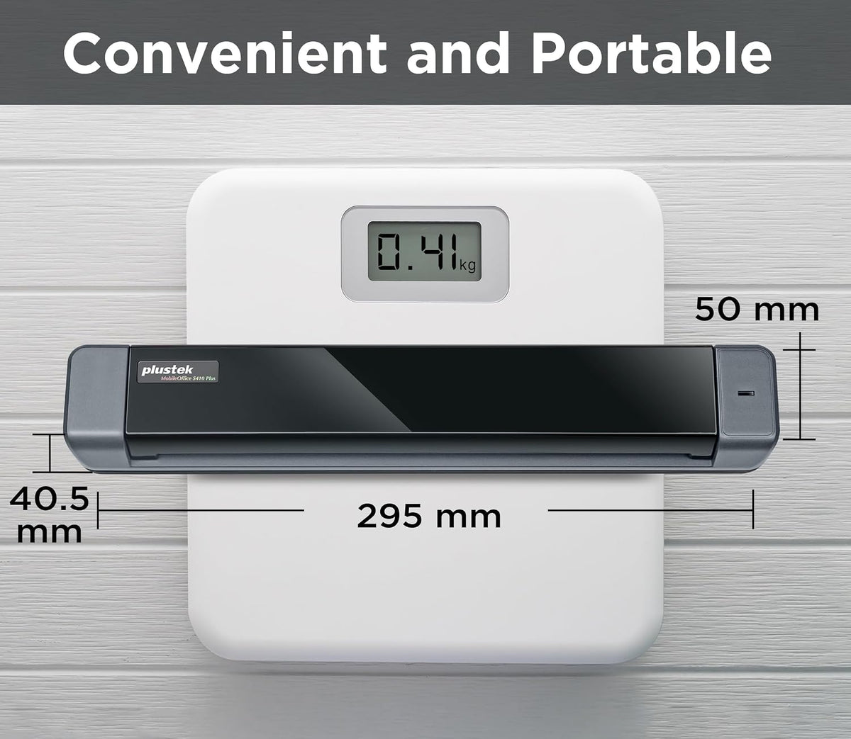 Mobile Scanner S410 Plus - Portable Sheet-Fed Document Scanner - for Windows 7 / 8 / 10 / 11, Featuring Button-Free