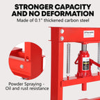 Garvee 20 Ton Hydraulic h-Frame Press with Adjustable Worktable, Red