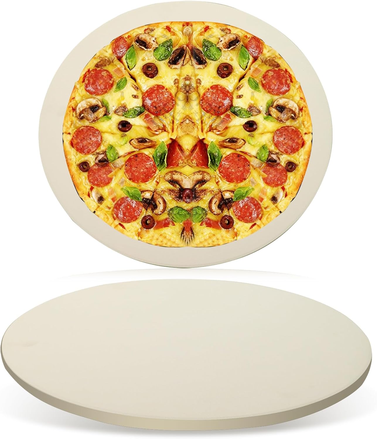 Large Round 16 Inch Pizza Stone for Grill and Oven, Cordierite Baking Stone