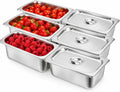 1/3 Size Hotel Pans with Lids, (6 PK) Stainless Steel Food Pans