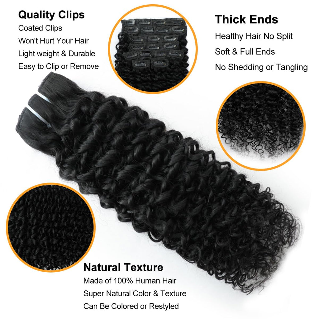 Kinky Curly Clip In Hair Extensions Real Human Hair 12 Inch 110g 8pcs Kinky Curly Clip Ins Full Head for Black Women