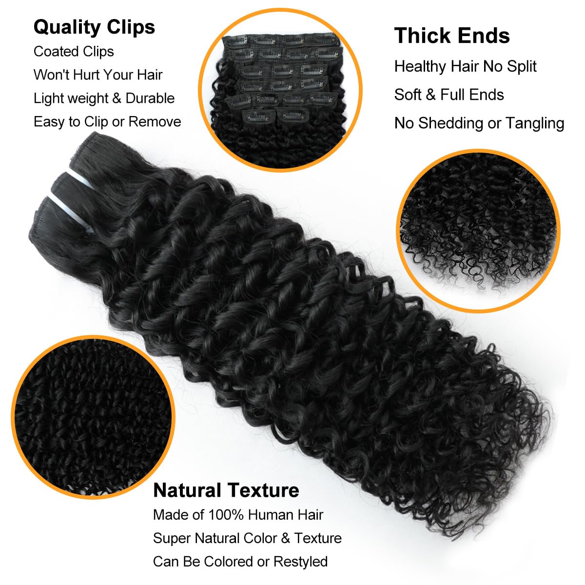 Kinky Curly Clip In Hair Extensions Real Human Hair 12 Inch 110g 8pcs Kinky Curly Clip Ins Full Head for Black Women