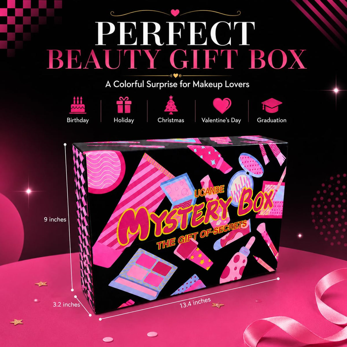 Makeup Set Box, Assorted Makeup & Cosmetics Gift Box Worth $140, Beauty Set with Eyeshadow Palettes, Face Makeup