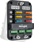 6 Way Fuse Relay Block with Acc Control Negative Bus 12V Blade Holder ATC/ATO Box Label Stickers Waterproof Cover