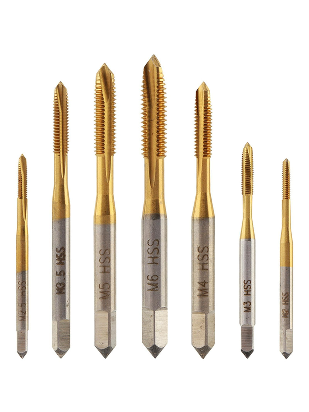 7 Pack Metric Thread Tap Set, Spiral Point Tap Set