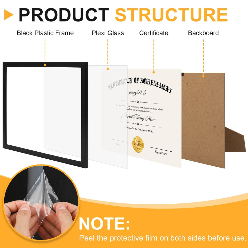 20 Pack Certificate Frames 8.5 x 11, College Diploma Frame, Black