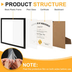 20 Pack Certificate Frames 8.5 x 11, College Diploma Frame, Black