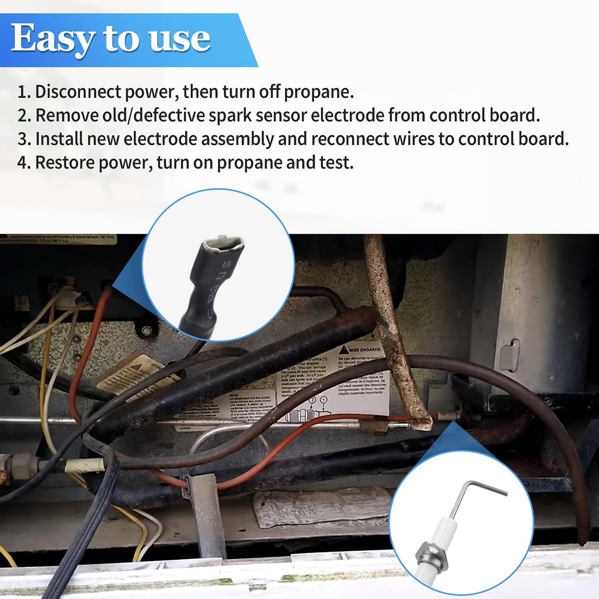 61692222 Spark Sense Electrode Compatible with Norcold RV Refrigerator
