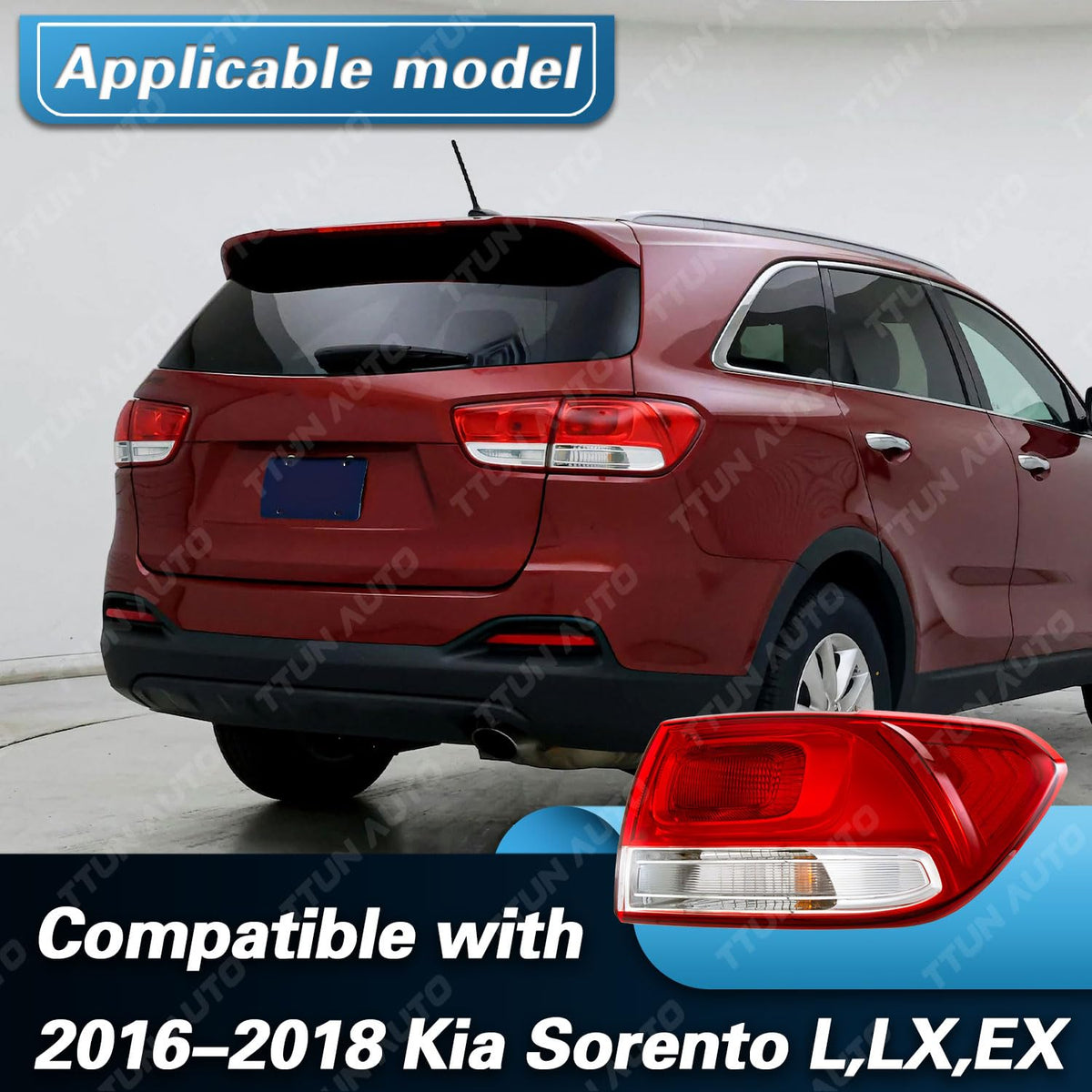 Compatible with 2016-2018 Kia Sorento L/LX/EX Halogen Outer Tail Light Low Configuration 92401-C6000