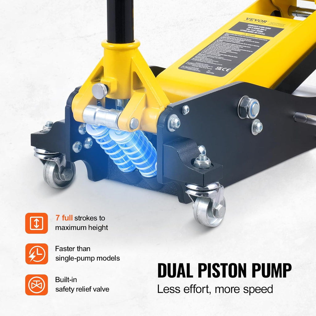 Low Profile Floor Jack 2 Ton (4400 lbs), Heavy Duty Aluminum Hydraulic Racing Floor Jack, Hydraulic Car Jack, Dual