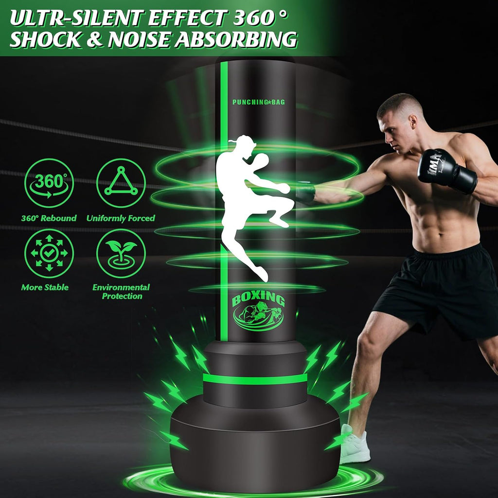 Freestanding Punching Bag with Gloves, 70'' Heavy Boxing Bag with Stand for Adult Teens, Standing Women Men