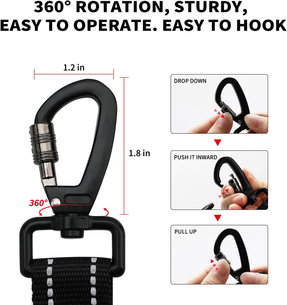Heavy Duty Dog Leash for Large Dogs,Double Handle Leashes,Medium 6FT