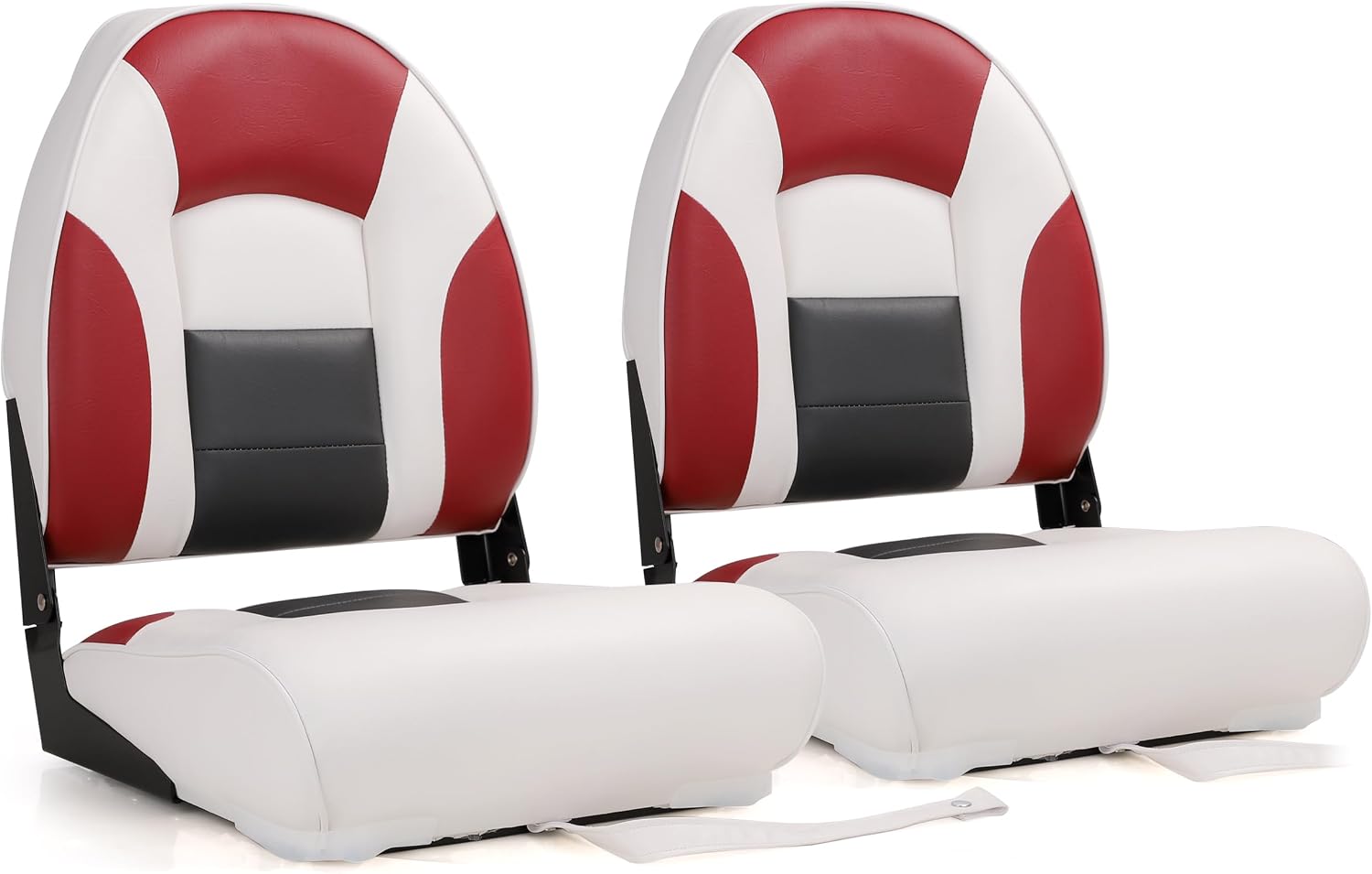 Deluxe A Pair of Marine High Back Folding Boat Chair Fishing Boat Seat,for Fishing, Bass/Jon/Pontoon Boat Chairs, 4