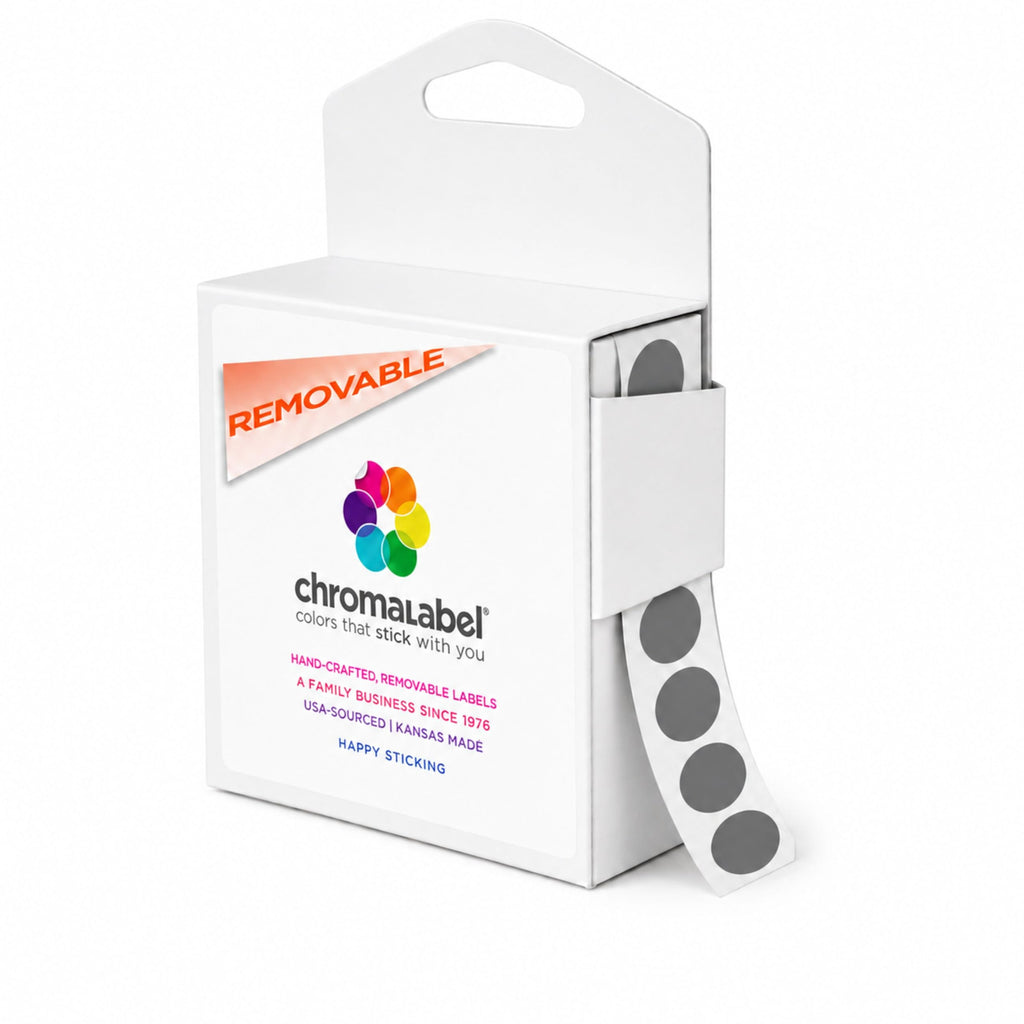 Small Gray Removable Dot Stickers, 1/2 Inch, 1,000 Labels/Box
