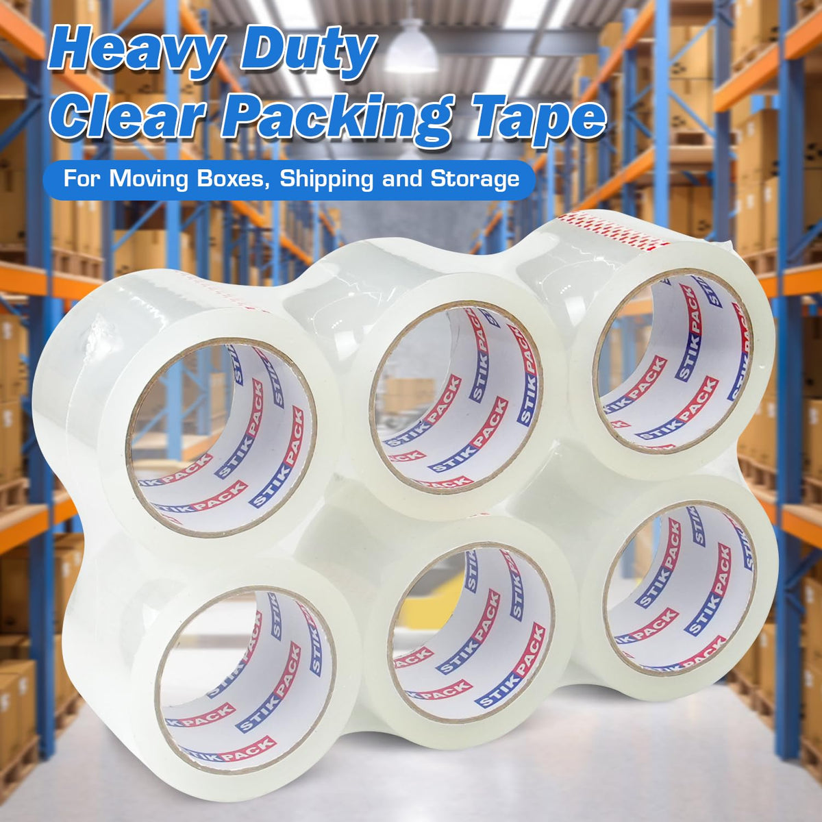 Wide Clear Packing Tape 6 Rolls, Total 360Y - 3 inch x 60 Yards, 2.4 mil Thick, 3 Inch Wide Transparent Packaging