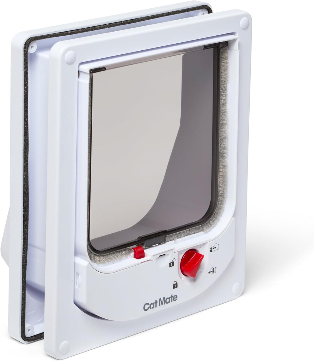 Electromagnetic 4-Way-Locking Cat Flap with 2 Collar Keys - White