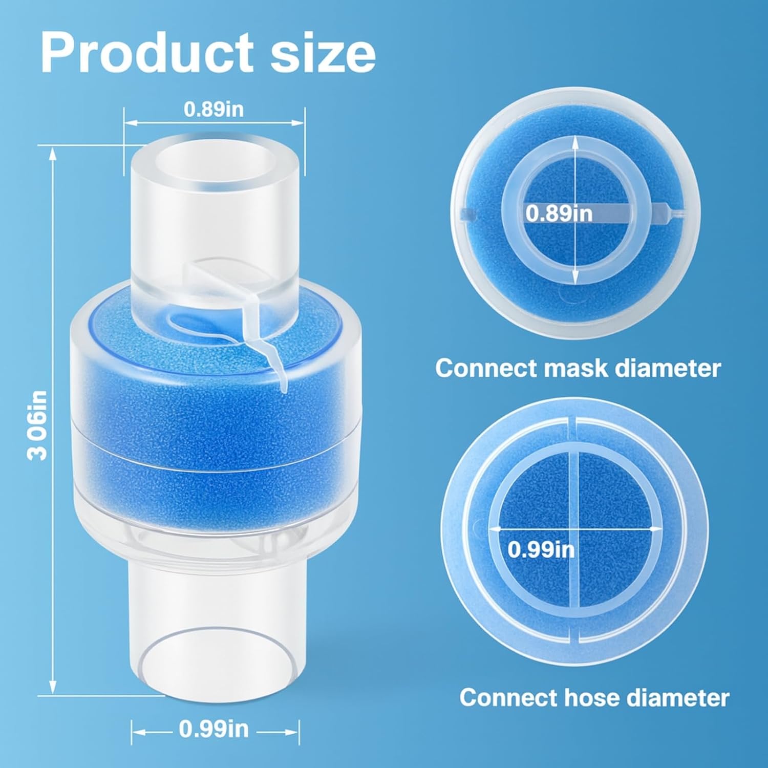 6 Nispira HME Heat Moisture Exchanger Filter in-Line Humidification Solution Unit for CPAP biPAP Machine & Mask, Z1