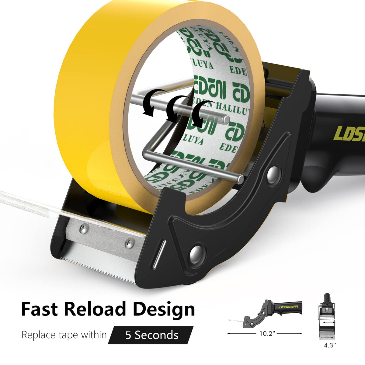 2 Pcs Rapid-Replace Packing Tape Dispenser Guns with Extra Blade, 2IN(50mm) Lightweight Ergonomic Industrial Handheld