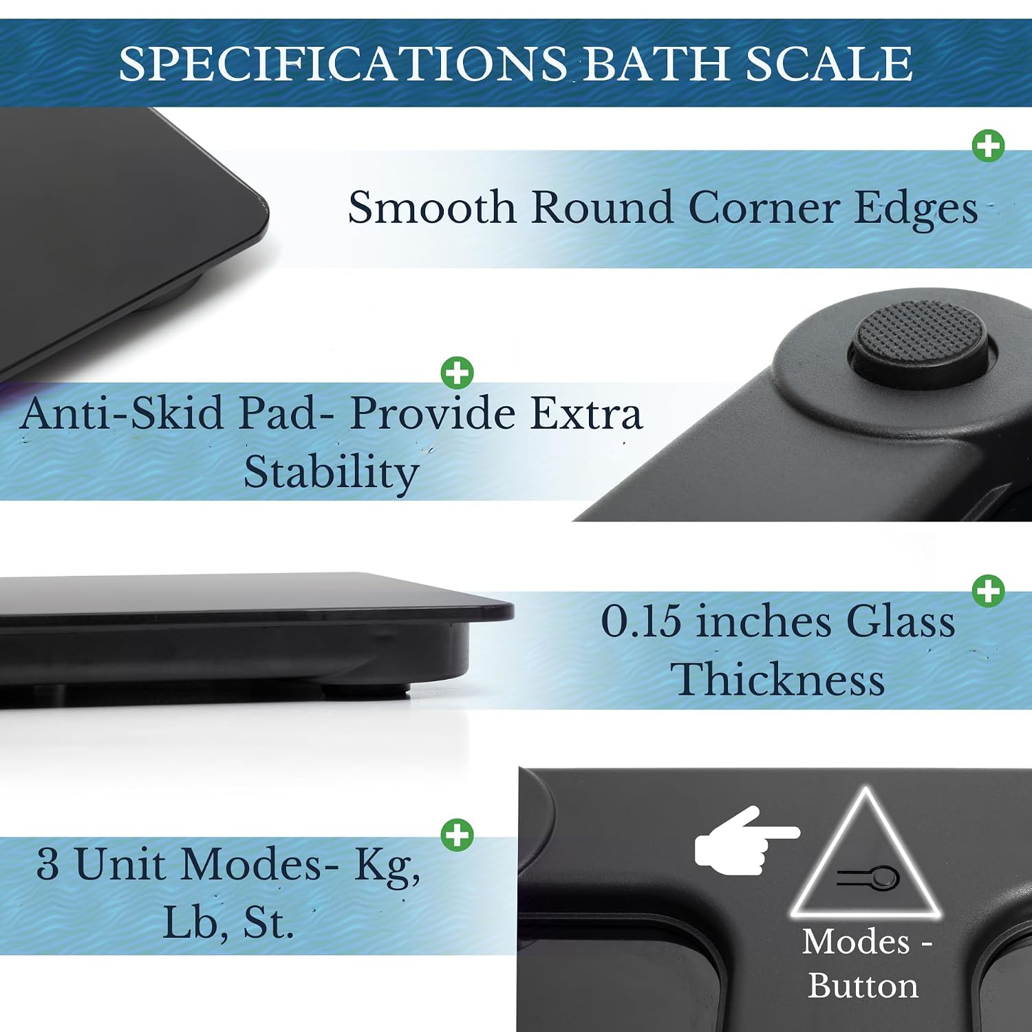 Black Digital Bathroom Scale for Body Weight, Smart Step-On Technology, Backlit LCD Display, High Accuracy Weight