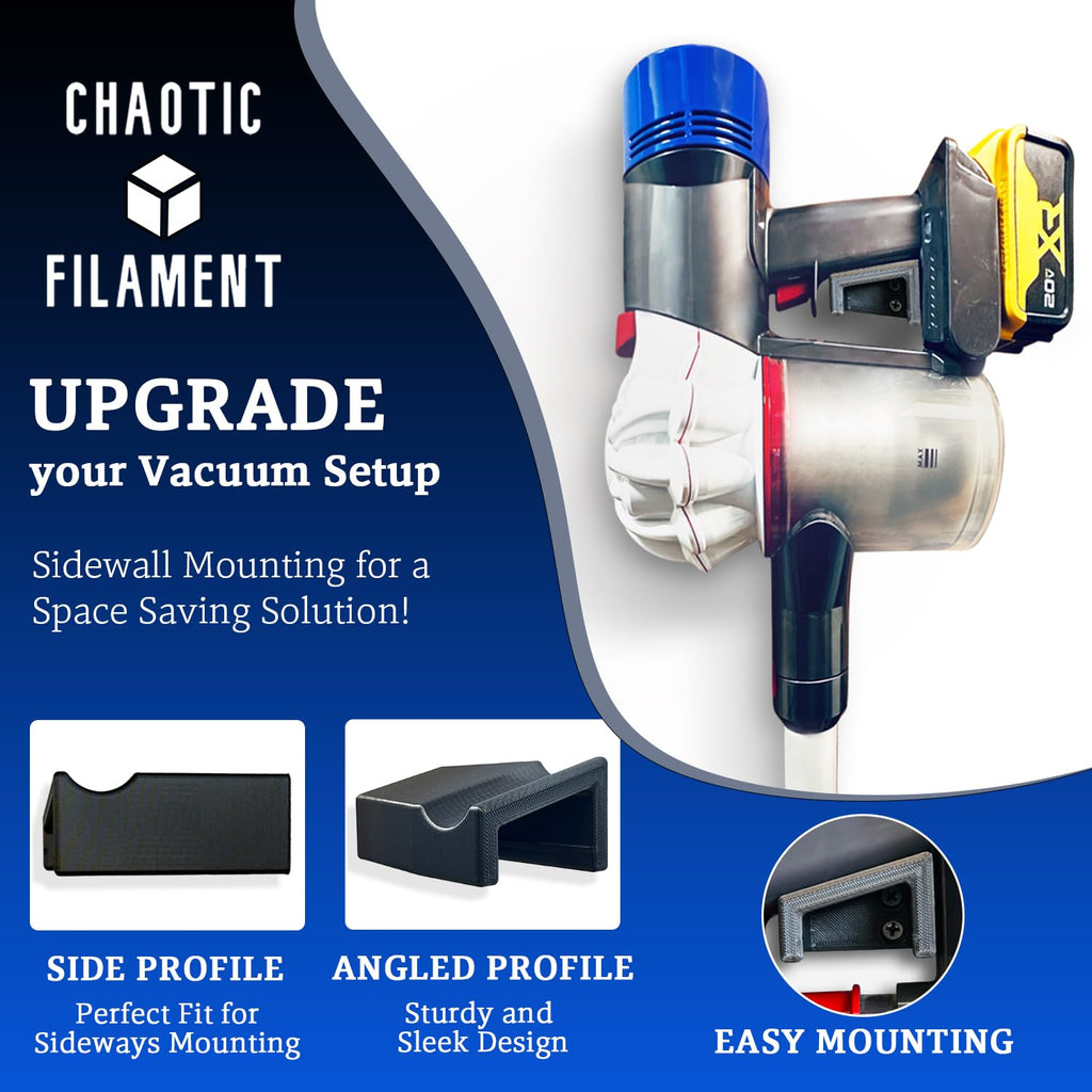Sideways Wall Mount Holder Compatible with Dyson V6, V7, V8