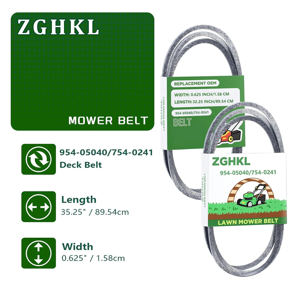 954-05040 754-0241 Mower Belt Deck Belts Compatible with Craftsman Murray MTD Troy Bilt for Cub Cadet 754-05040 954-0241 42" Deck Lawn Mowers Parts 5/8'' x 35.25''