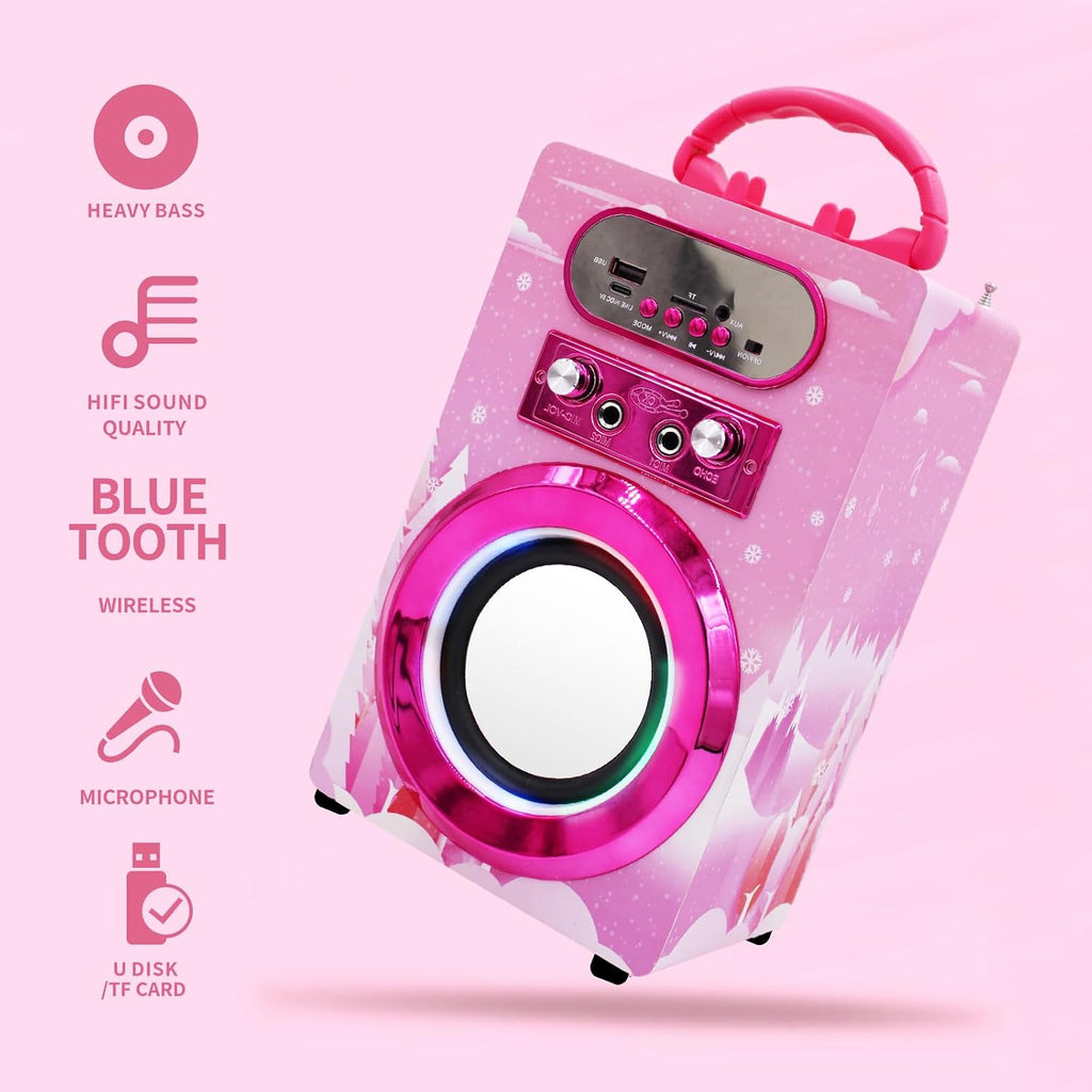 Kids Bluetooth Karaoke Machine with 2 Microphones, Wireless Rechargeable Remote Control Portable Karaoke Speaker