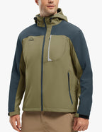 Men's Soft Shell Jacket Full Zip Fleece Lined Khaki M