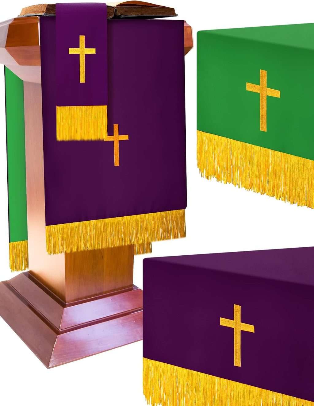 3 Set Parament Table Runner Altar Cloth Green and Purple
