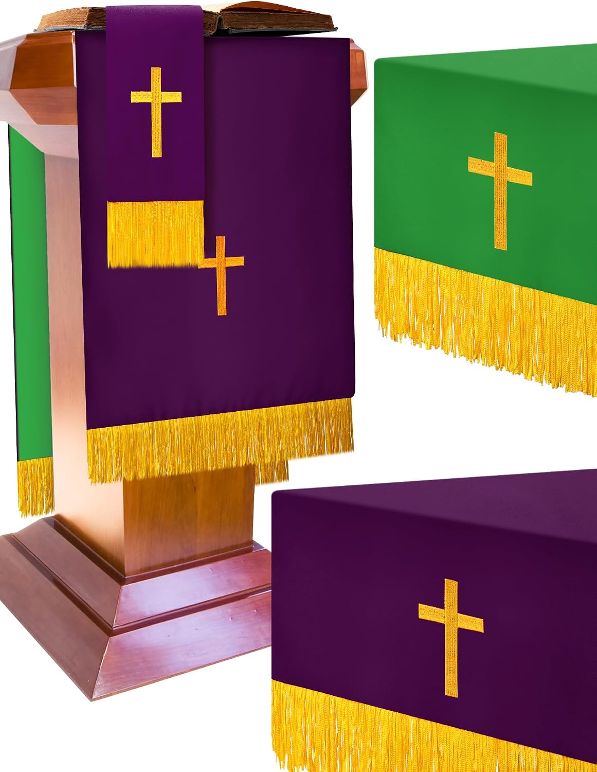 3 Set Parament Table Runner Altar Cloth Green and Purple