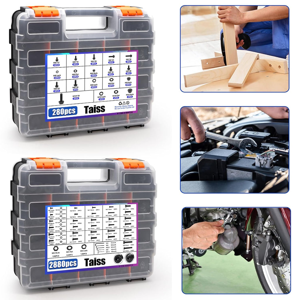 3160PCS Metric Flange Bolt Assortment Kit,Nuts and Bolts Assortment Kit M2 M3 M4 M5 M6x1.0 M8x1.25 M10x1.5