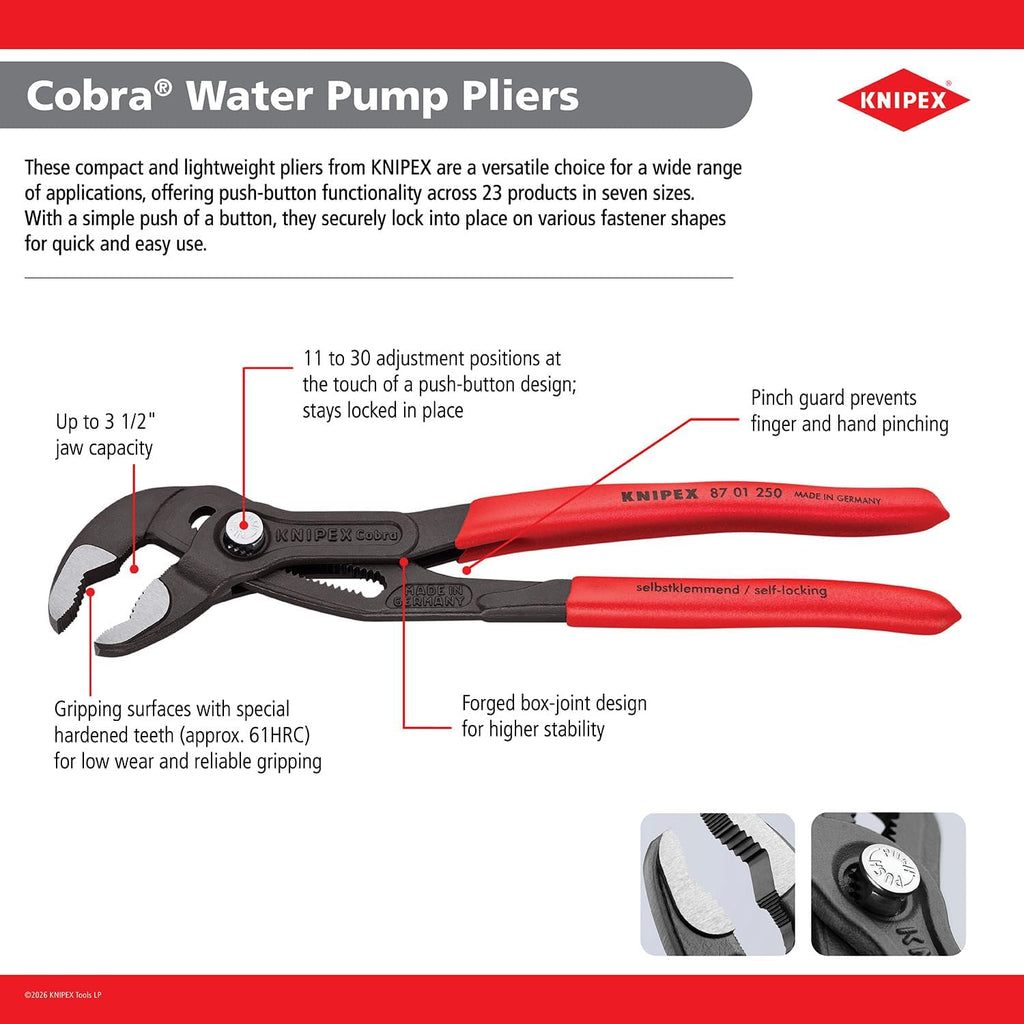87 01 125 Cobra Water Pump Pliers, 5-Inch