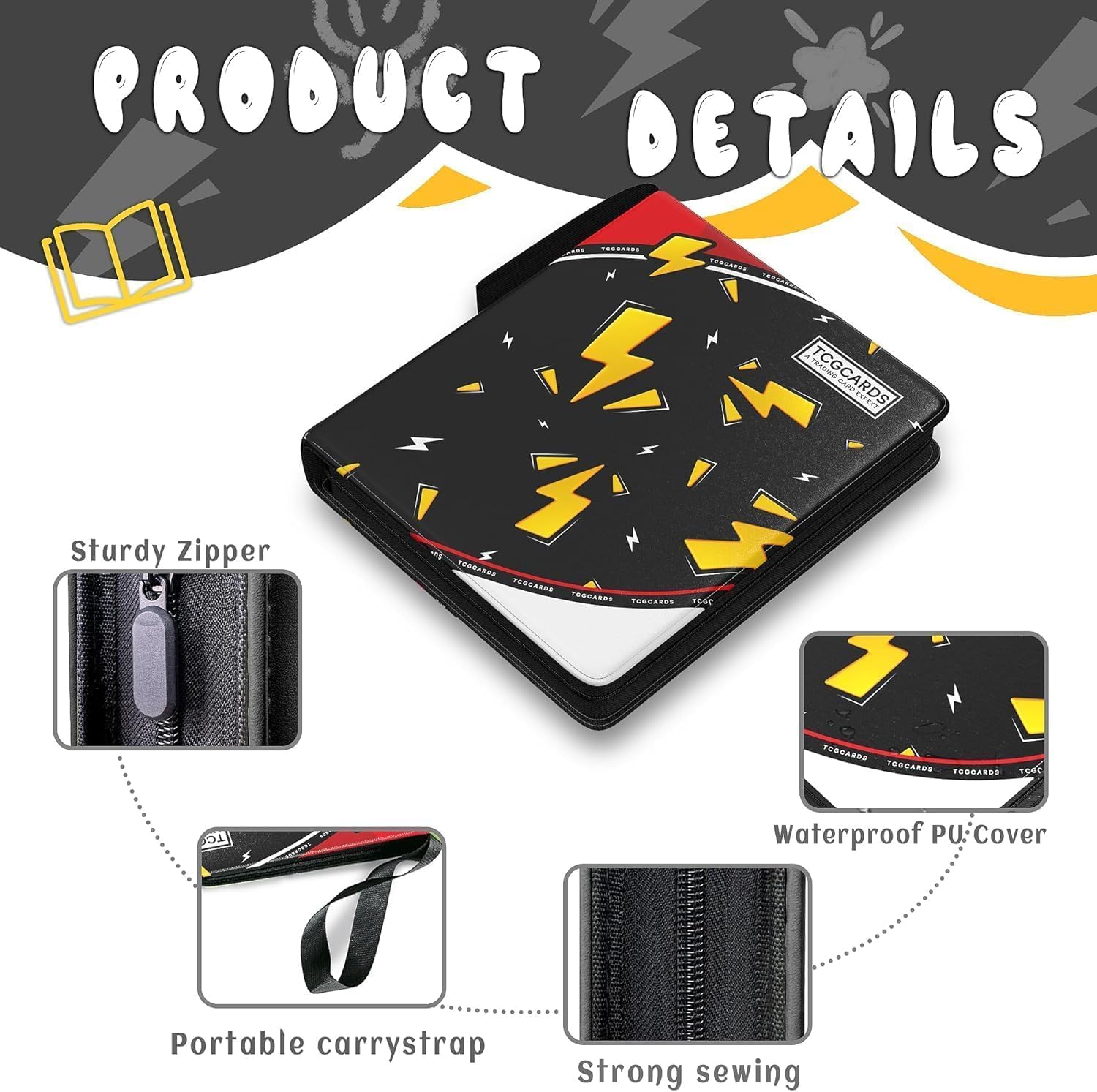 Trading Card Binder 9 Pocket,Card Binder 900 Pockets,Card Book Holder Cards with 50 Removable Sleeves,3-Ring Zip