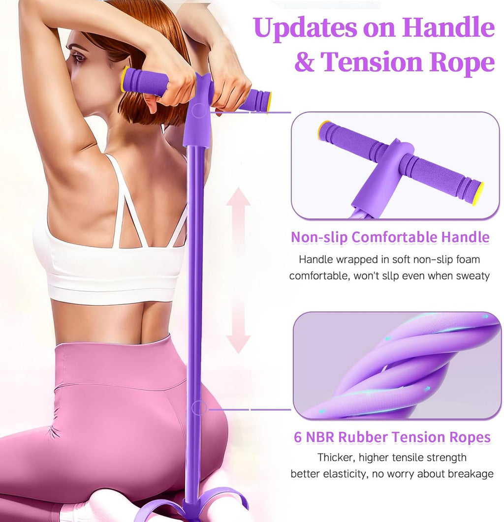 Pedal Resistance Bands with Handles, Durable 6-Tubes Multifunction Resistance Band, Natural Rubber Foot Pedal