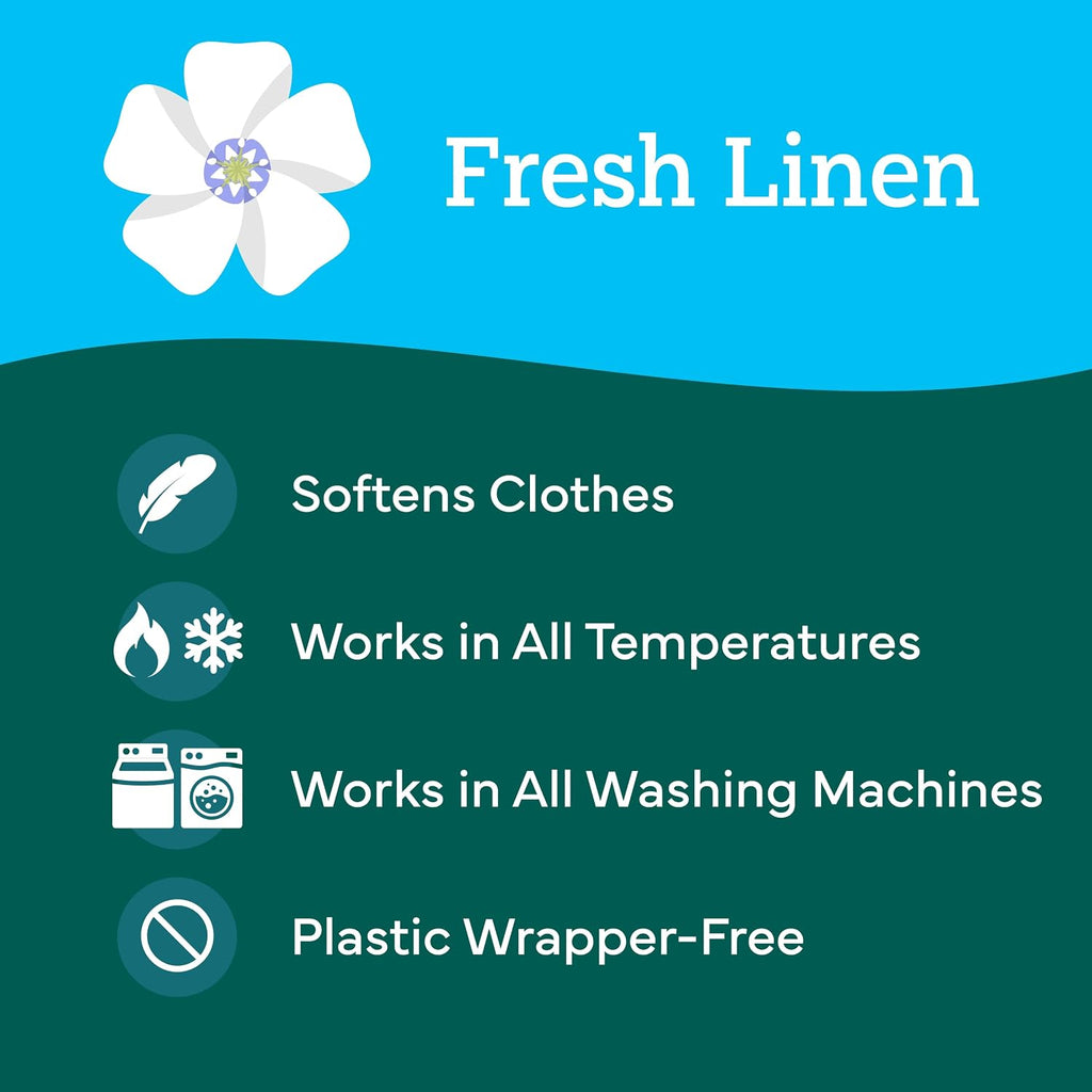 In Wash Fabric Softener Sheets, Fresh Linen, 32 Strips