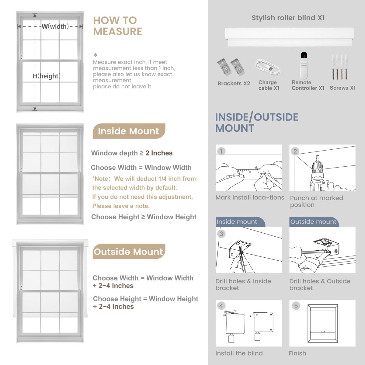 Motorized Roller Blinds with Remote Control, Blackout Linen Fabric-Matched Automatic Roller Shades for Windows